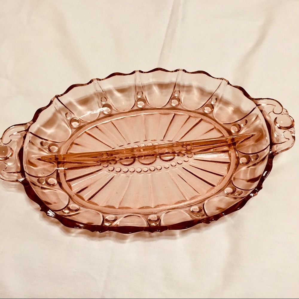 Pink Depression Glass Divided Dish